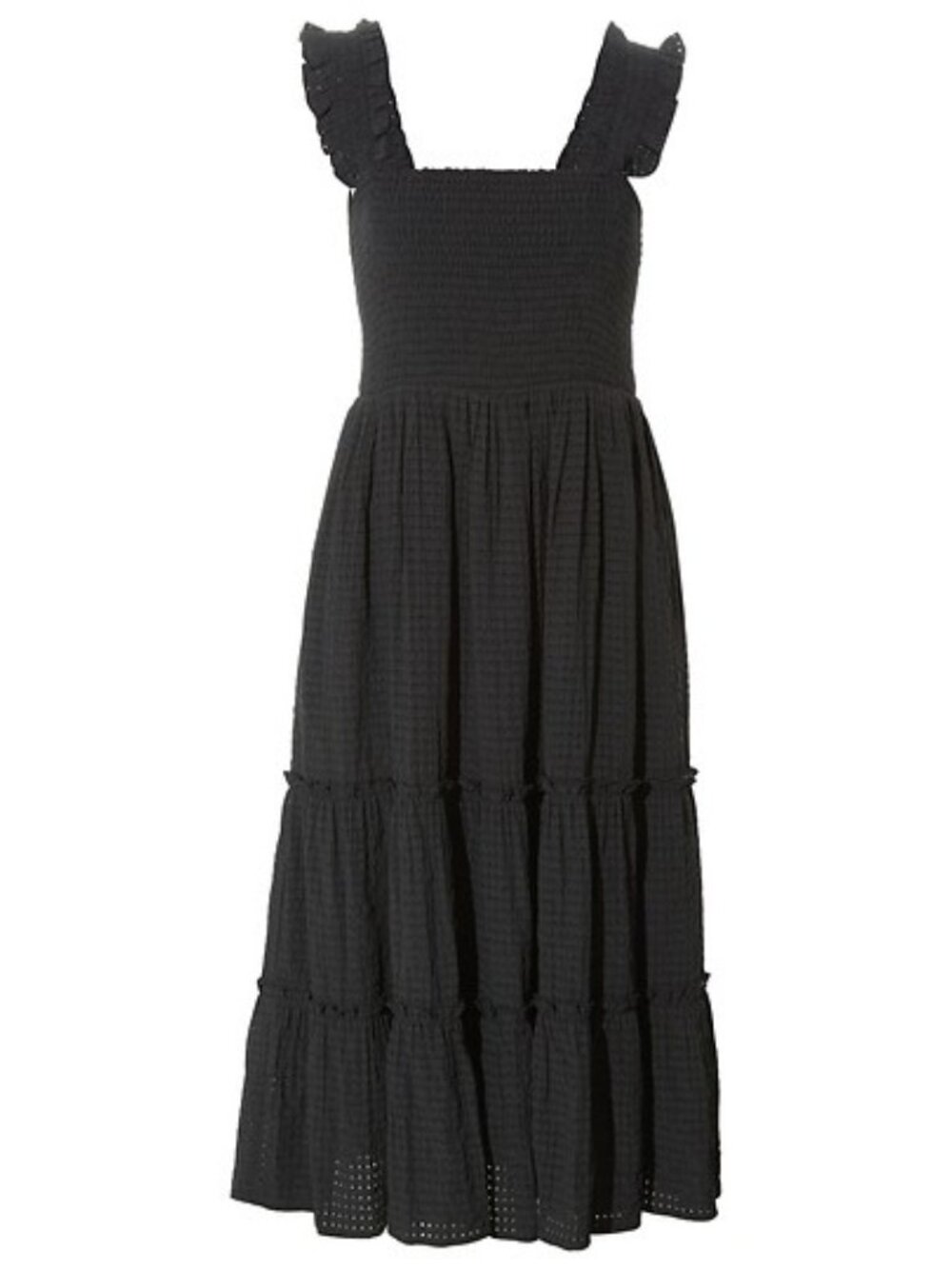 DAVI & DANI Women's Smocked Tiered Midi Dress Size S in Black